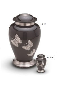 Urn black with butterfly